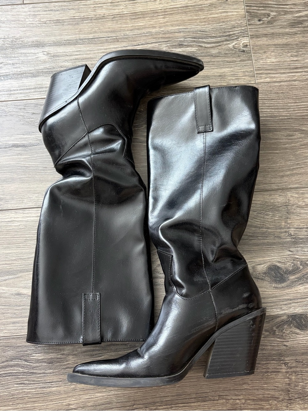 Zara Patent Knee High Western Boot